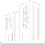 Icon of two modern office buildings